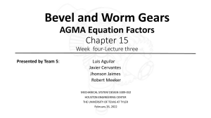 Lecture 3. Ch 15. AGMA Equations Factors