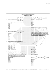 SOAL Matematika Saintek Try Out 08 (kode 543) Superintensif 2019