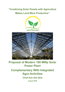 Agro-Photovoltaic Power Plant Project Proposal