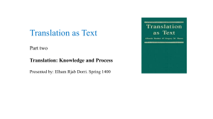 Translation as text part Two Elham Rajab Dorri
