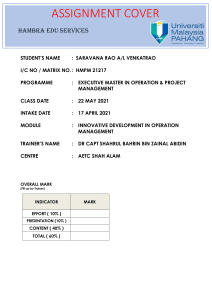 Assignment Cover: Operation & Project Management