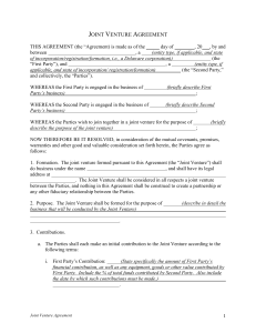 Joint Venture Agreement Template