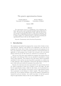 The generic approximation lemma