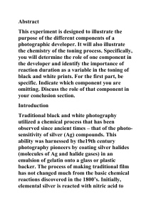 Photography Lab: Developer & Toning Chemistry