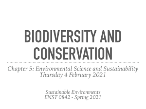 Introduction to Biodiversity and Conservation 