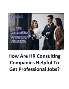 How Are HR Consulting Companies Helpful To Get Professional Jobs?