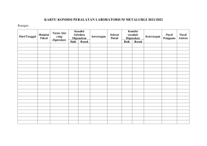 KARTU KONDISI PERALATAN LABORATORIUM METALURGI 2021