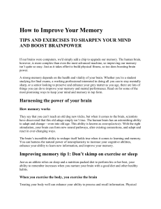 Lec 13. How to Improve Your Memory