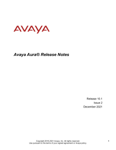 Avaya Aura 10 1 GA Release Notes December 24 2021