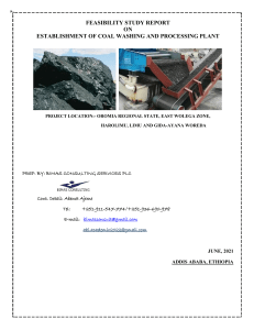 FEASIBILITY STUDY OF COAL MINING AND BENEFICATION PROJECT