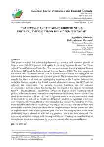 Tax Revenue & Economic Growth in Nigeria: Empirical Analysis