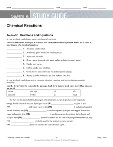 Study Guide Chemical Reactions Student Editable