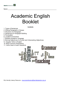 English Academic EAL SPAG Booklet