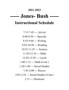 2021 Instructional Schedule