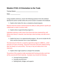 Module 27101 Orientation to The Trade Student Worksheet