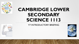 Cambridge Y7 Science Introductory Slides