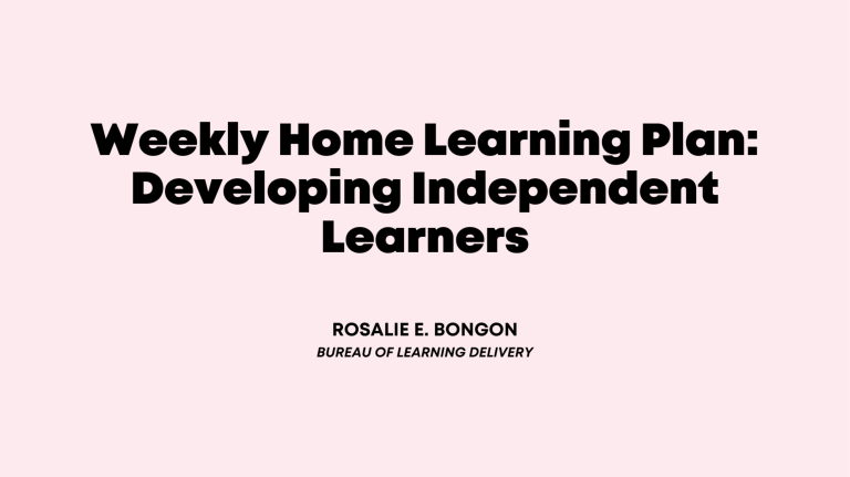 Weekly Home Learning Plan PPT