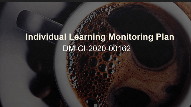 Individual Learning Monitoring Plan