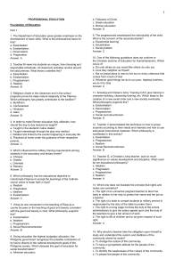 Education Foundations Exam: Philosophy & Teaching