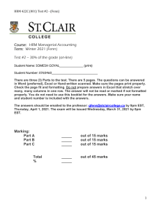StClair HRM Accounting Test #2 exam - CVP and Operating Budgets (W2021) 