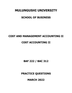 2022 MANAGEMENT ACCOUNTING ASSIGNMENT