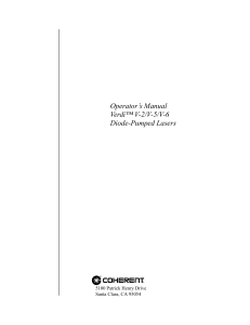 Verdi Laser Operator's Manual: V-2/V-5/V-6 Diode-Pumped Lasers