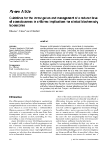 guidelines for the investigation and management of reduced level of consciousness and children