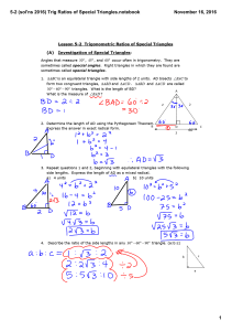 5-2 Trig Ratios of Special Triangles