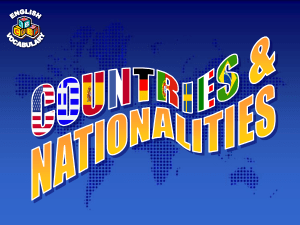 COUNTIRES AND NATIONALITIES VOCABULARY