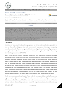 Microbial and Physicochemical Screening of Ready to Eat Street Foods  
