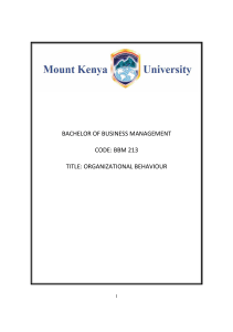 BBM 213 ORGANIZATIONAL BEHAVIOR