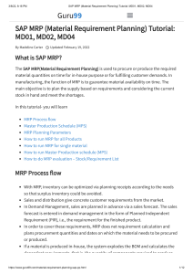SAP MRP (Material Requirement Planning) Tutorial  MD01, MD02, MD04