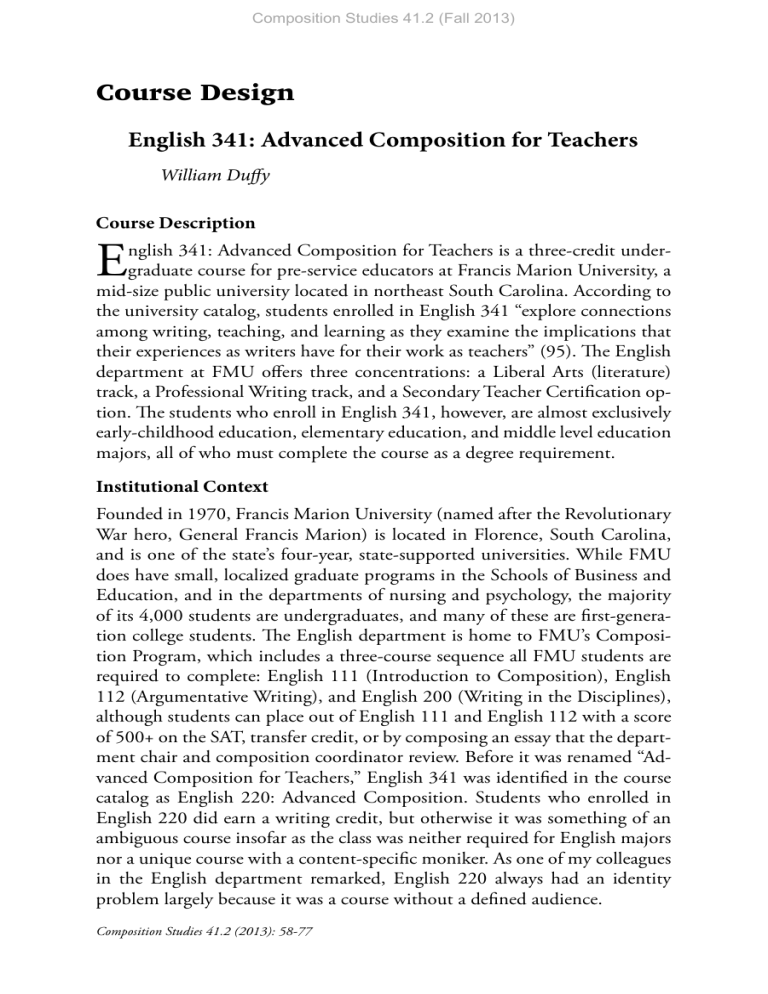 Advanced Composition for Teachers