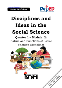 DISS mod2 Nature and Functions of Social  Sciences Disciplines