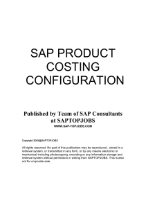 SAP PRODUCT COSTING CONFIGURATION