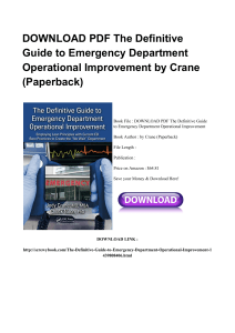 <EBOOK>*PDF The Definitive Guide To Emergency Department Operational Improvement PDF AN43556053 (PDF)^