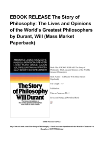 ^*Full Book The Story Of Philosophy The Lives And Opinions Of The World s Greatest Philosophers WORD [PDF]#