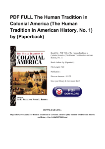 ^*PDF The Human Tradition In Colonial America The Human Tradition In American History No. 1 DOC  [PDF]#