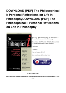^*PDF The Philosophical I Personal Reflections On Life In Philosophy DOC QR6186779 [PDF]#
