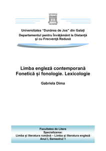 LEC Fonetica si fonologie. Lexicologie - Gabriela Dima