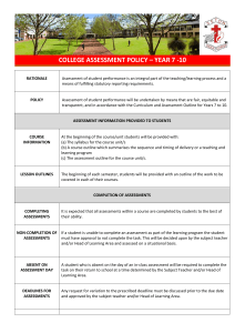 Year 7-10 Assessment Policy