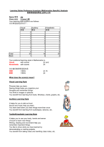 Personal Analysis Learning Styles Preference Inventory (Mathematics Specific) 中文 Final Chui Tsz Ying