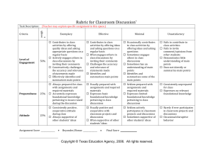 Discussion Rubric Examples