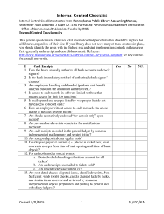 Internal Control Checklist Template For Library