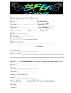 BFG MEMBERSHIP FORMS