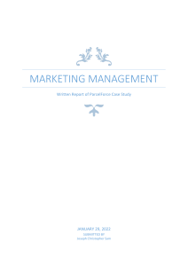 Joseph C. Sam - Marketing Management Case Study Analysis