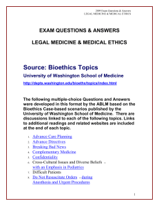 EXAM QUESTIONS & ANSWERS LEGAL MEDICINE & MEDICAL ETHICS