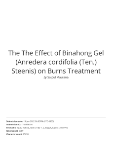 The The Effect of Binahong Gel (Anredera cordifolia (Ten.) Steenis) on Burns Treatment compressed