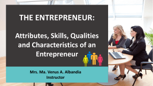 The Entrepreneur (Attributes, Skills, Qualities and Characteristics)