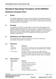 CCTU SOP023 Statistical Analysis Plan 1